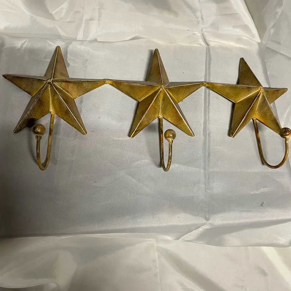 Gold Star Wall Hook Rack - Decorative Home Wall Decor